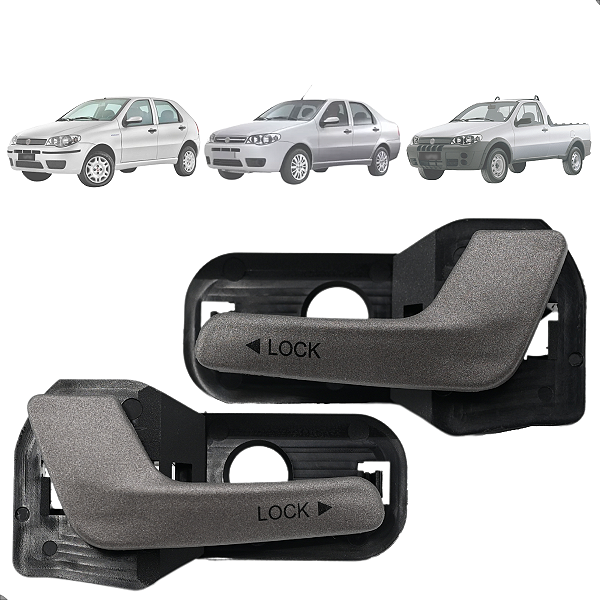 2 Maçaneta Gatilho Puxador Interno Traseiro Palio Siena Strada Weekend 2008