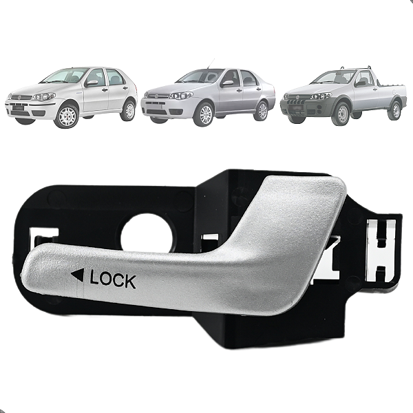 Maçaneta Puxador Interna Strada Palio Siena Weekend 2008 Prata Dianteira