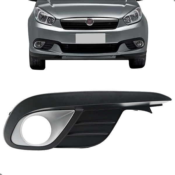 Grade Moldura Farol Milha Grand Siena 2013 14 15 16 17 2018 Com Aro Prata