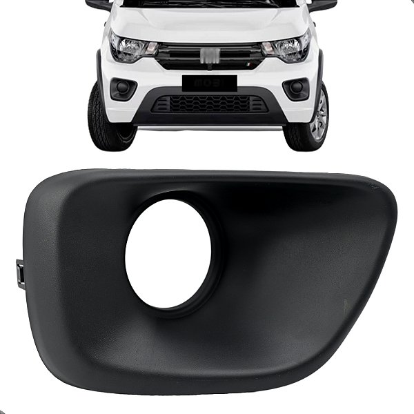 Moldura Farol Milha Fiat Mobi 2021 2022 2023 Preto Com Furo