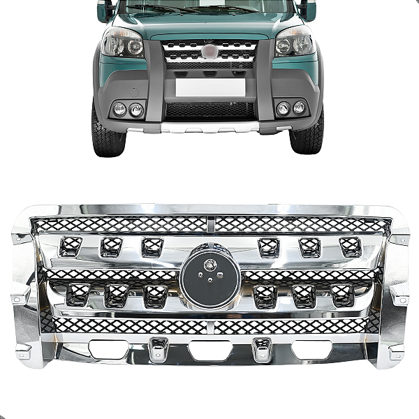 Grade Frontal Do Radiador Doblo Adventure Cromada 2010 Até 2022