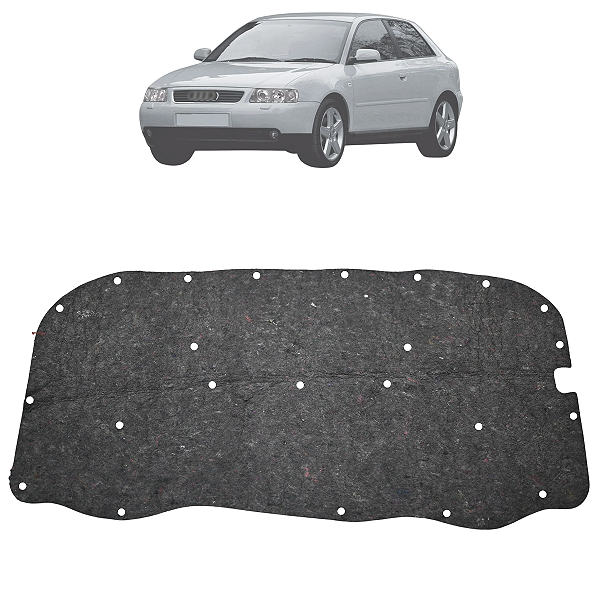 Forro Manta Acústica Capô Audi A3 1996 Até 2006 Autoadesivo + Presilhas Fixação