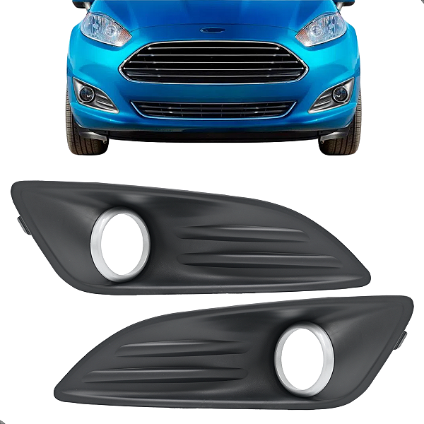 Par Grade Farol De Milha New Fiesta 2014 2015 2016 2017 Aro Prata