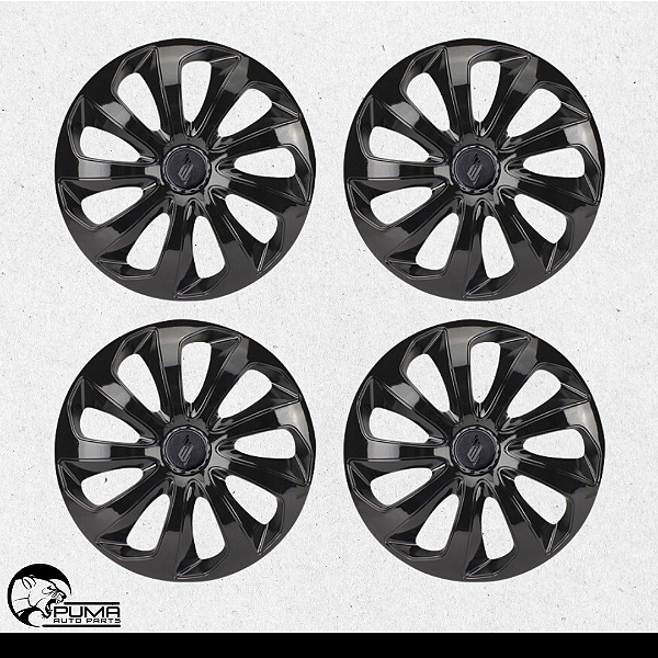 Jogo 4 Calotas Velox Aro 13 Black Preto Universal Ford Fiat Hyundai
