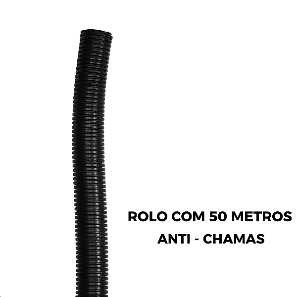 Rolo Espaguete Tubo Corrugado 50 Metros 12,7MM 1/2" Anti-chamas