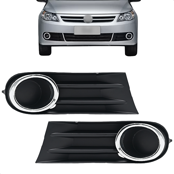 Par Moldura Milha Gol G5 2008 2009 2010 2011 2012 Sem Furo Aro Cromado