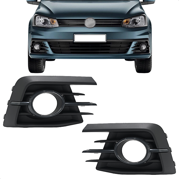 Par Moldura Grade Farol Milha Com Furo Gol G7 Voyage 2016 2017 Aro Preto