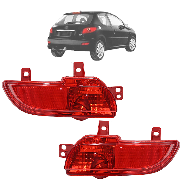 Par Lanterna Parachoque Traseiro Peugeot 207 Hatch Neblina 2008 Até 2015