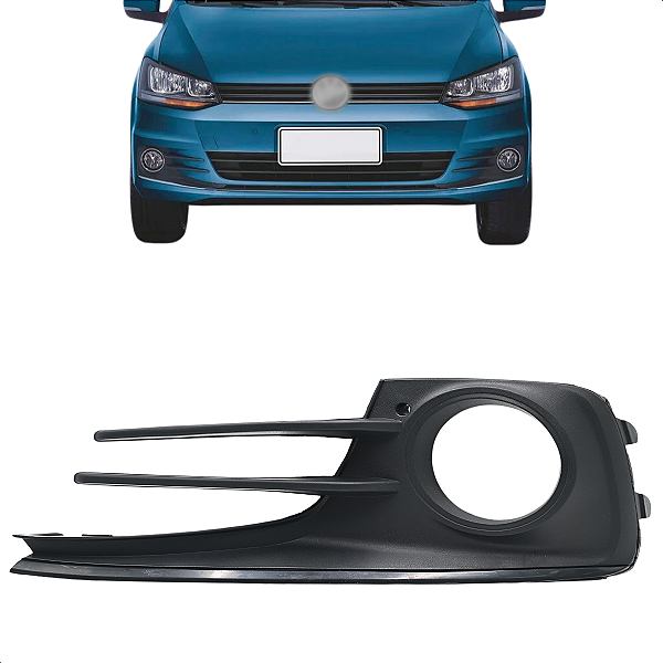 Moldura Grade Farol Milha Fox 2015 2016 2017 2018 2019 2020 2021 Com Furo Com Friso Preto