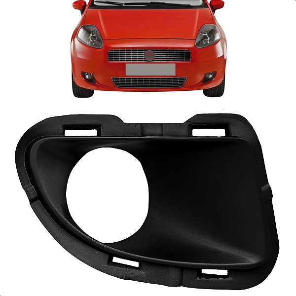 Grade Moldura Milha Com Furo Punto 2007 2008 2009 2010 2011 2012 Preta