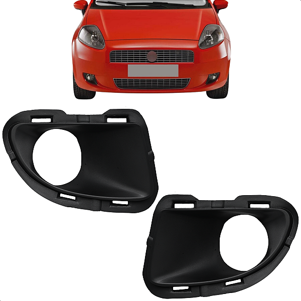 Par Grade Moldura Milha Punto 2007 2008 2009 2010 2011 2012 Preta Com Furo