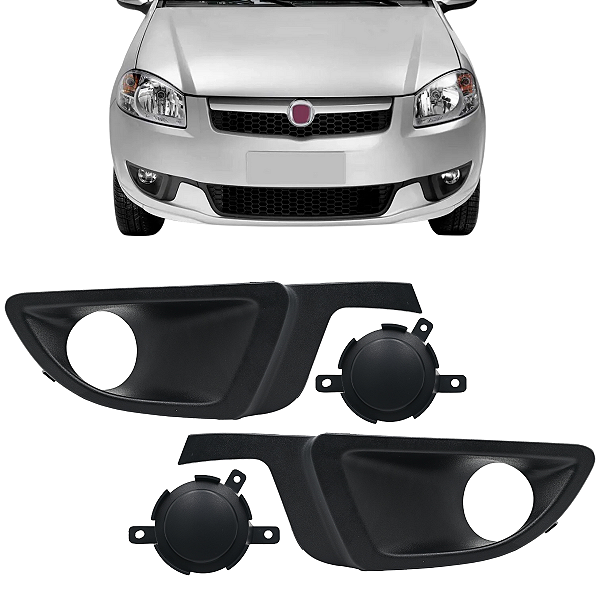 Par Grade Moldura Parachoque Milha Com Furo Strada Siena EL Weekend Trekking 2013 Até 2015 Preto