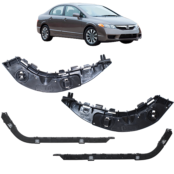 Kit 4 Suporte Guia Parachoque New Civic Dianteiro E Traseiro 2007 a 2011
