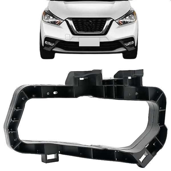 Suporte Moldura Farol Milha Kicks 2016 2017 2018 2019 2020 Preta