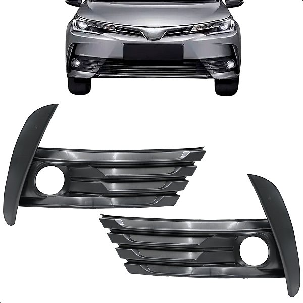 Par Moldura Farol Milha Corolla 2018 2019 2020 Preto Com Furo