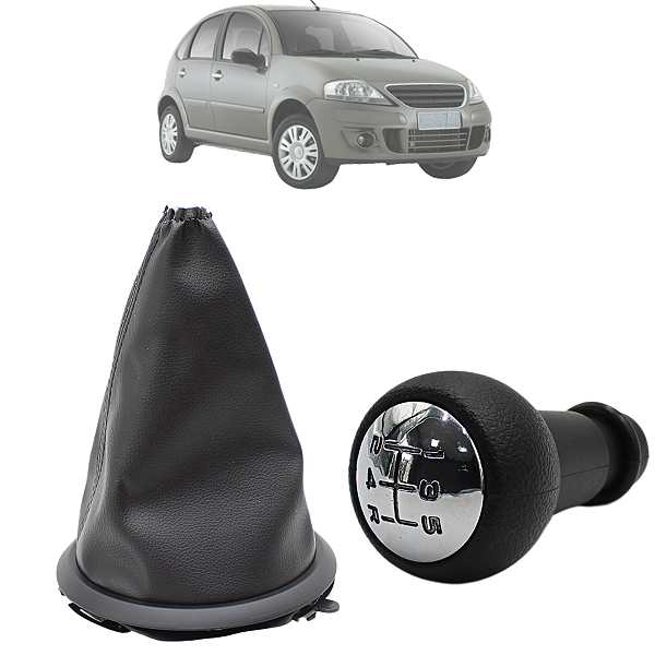 Kit Coifa de Cambio Manopla Citroen C3 2004 05 06 07 08 09 10 11 2012 Aro Preto