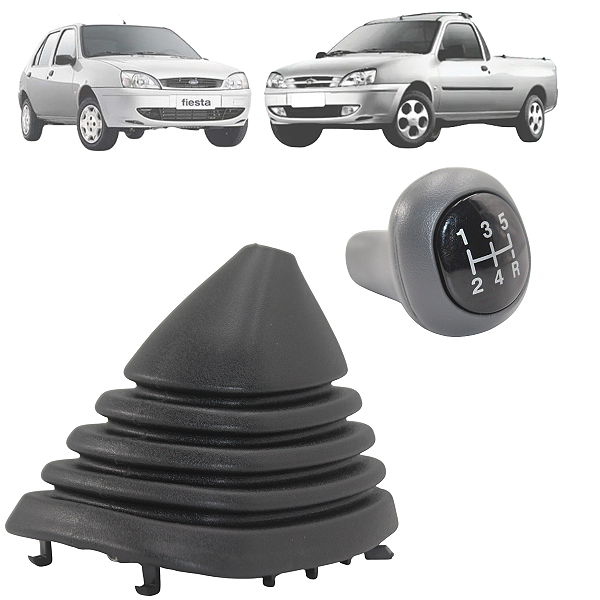 Manopla Bola Coifa Câmbio Courier 2001 A 2013 Fiesta Street 2001 a 2006 Cinza