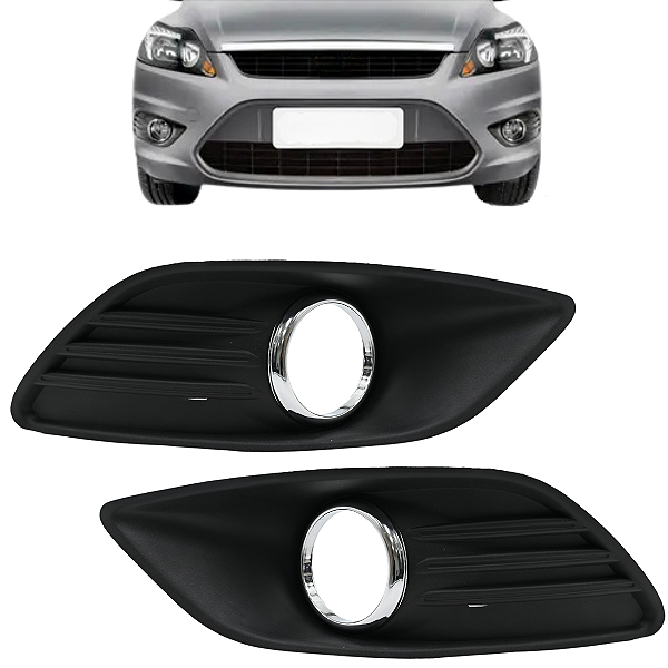 Par Moldura Grade Farol De Milha Focus 2008 2009 2010 2011 2012 2013 Com Furo