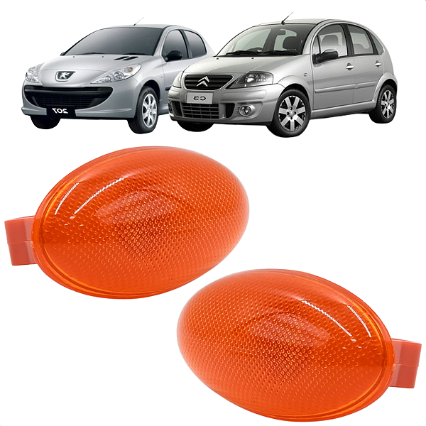 Par Pisca Lanterna Lateral Seta Paralama Peugeot 206 Citroen C3 Ambar