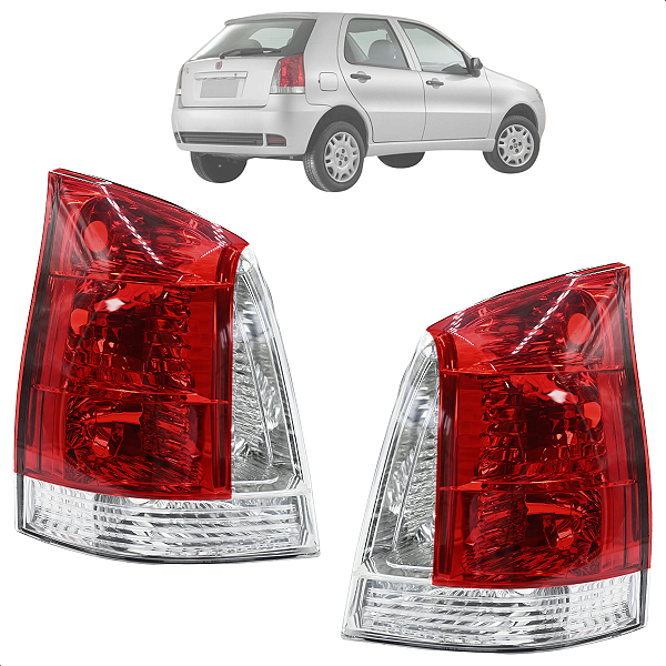 Kit 2 Lanterna Palio G3 2007 2008 2009 2010 2011 Cristal Rubi Traseira