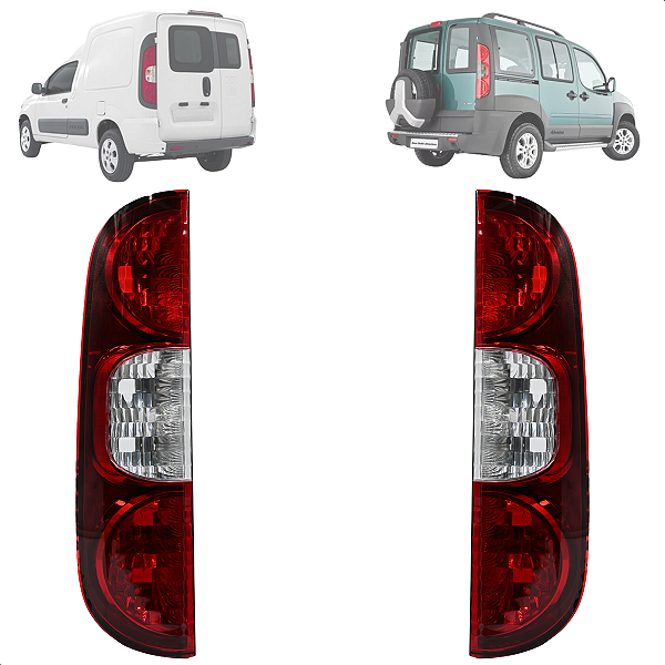Kit 2 Lanternas Traseiras Doblo Fiorino Bicolor 3 Furos