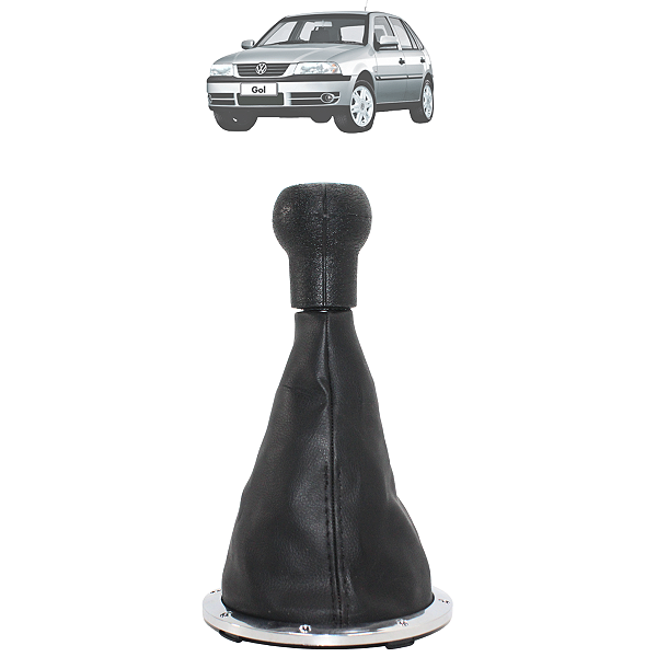 Kit Coifa Manopla Câmbio Preto Aro Cromado Saveiro Gol G3 1999 Até 2005