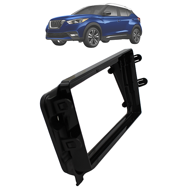 Moldura Painel Multimidia Nissan Kicks 9 Polegadas 2016 Até 2021 Black Piano