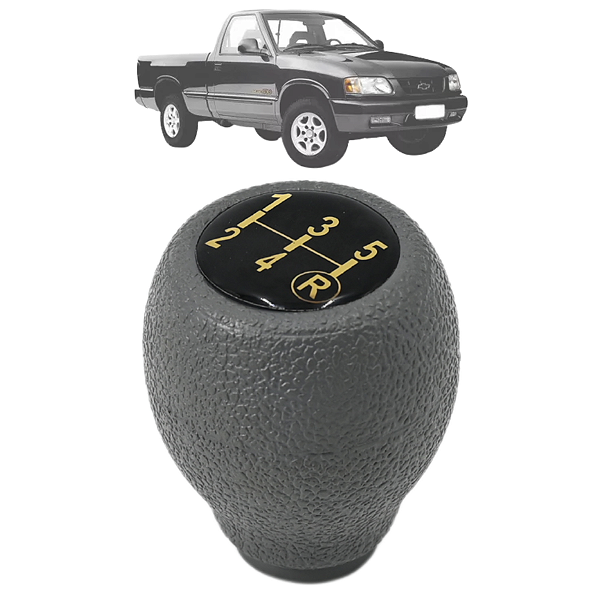 Manopla Bola De Câmbio Cinza Resina Dourada S10 1995 Até 2000