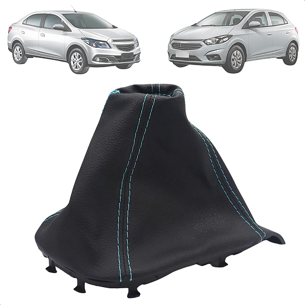 Coifa Alavanca Câmbio Preto Com Azul Onix Prisma 2013 Até 2019