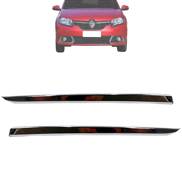 Par Friso Da Grade Renault Logan Sandero 2014 Até 2019 Cromado