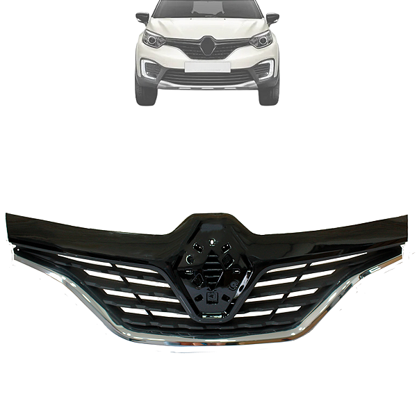 Grade Dianteira Completa Black Piano Friso Cromado Completa Captur 2017 Até 2021