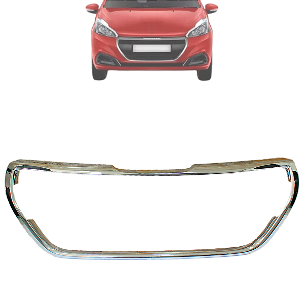 Frio Moldura Da Grade Parachoque Cromada Peugeot 208 2017 Até 2020