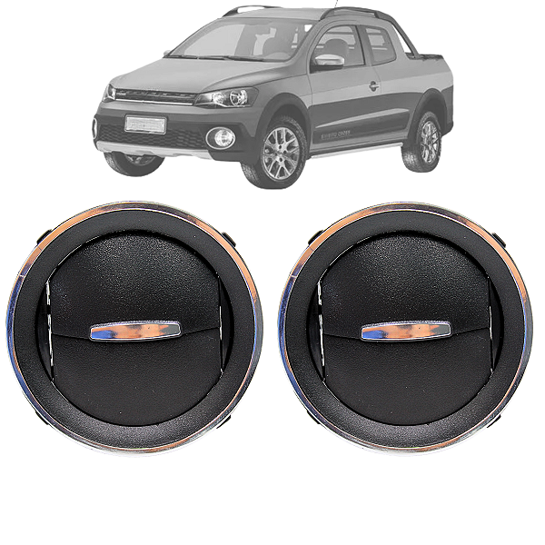 Par Difusor Ar  Gol Voyage Saveiro G4 2006 Até 2014 G5 2008 Até 2012 G6 2013 Até 2016 Preto Com Aro Cromado