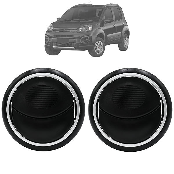 Par Difusor De Ar Uno 2017 Até 2019 Palio Doblo 2002 Até 2018 Preto Com Aro Prata