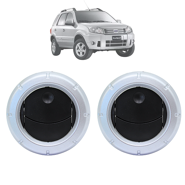 Par Difusor De Ar Preto Com Aro Prata Ecosport 2008 Até 2012