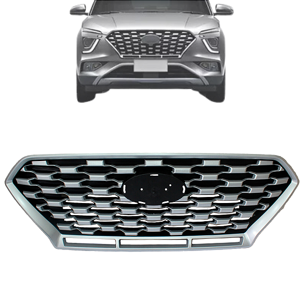 Grade Frontal Radiador Prata Com Moldura Creta 2022 2023 2024
