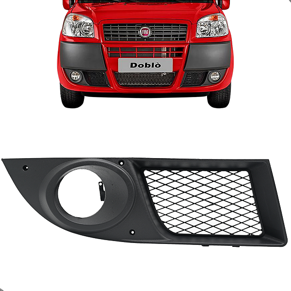 Moldura Farol Milha Doblo 2010 Até 2021 Preto Com Milha