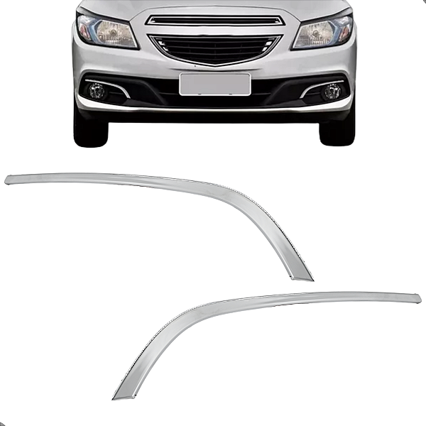 Par Friso Da Moldura Grade Farol Milha Cromado Onix Prisma 2013 Até 2016