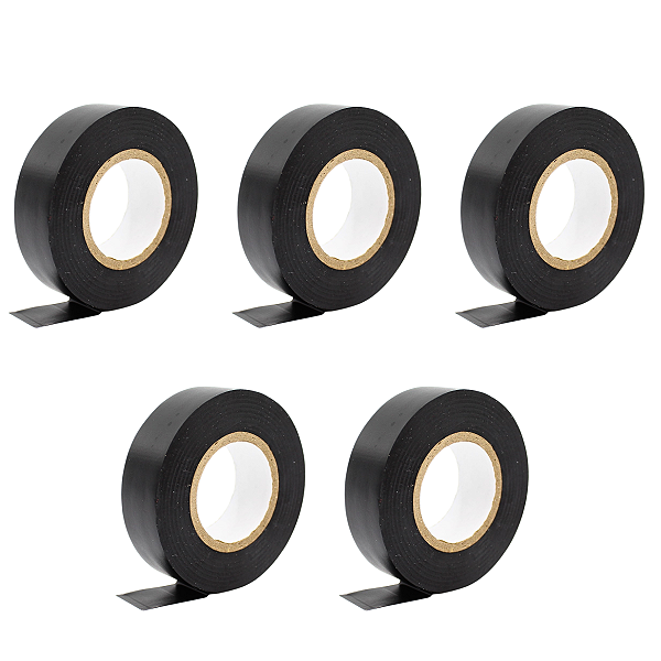 Kit 5 Fitas Isolantes Anti-Chama PVC 10 Metros Largura 19mm