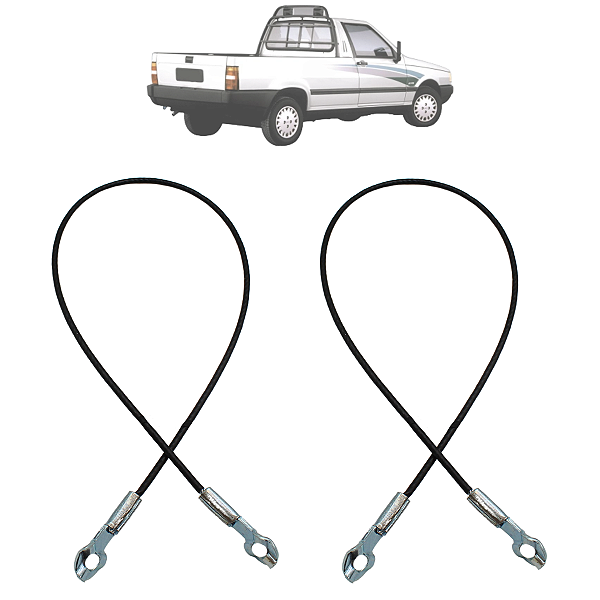 Kit 02 Cabo Aço Tampa Traseira Fiorino Pick-up LX 1988 Até 1998