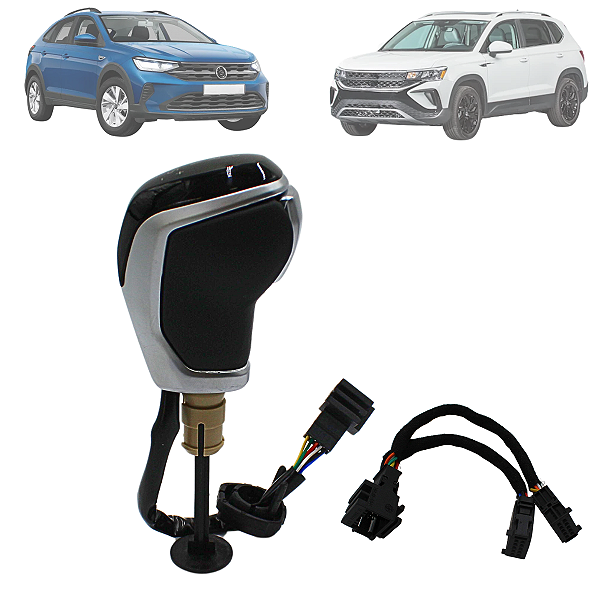 Manopla Câmbio Automático T-Cross Taos Tiguan Polo Virtus Nivus Com Led Acetinado 2020 Até 2025