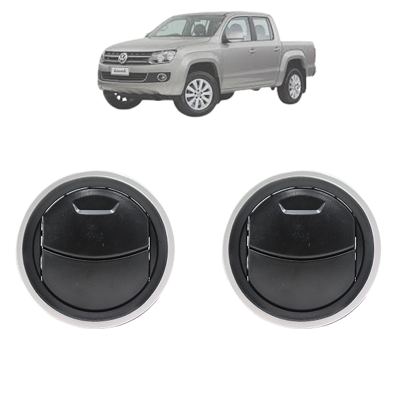 Par Difusor De Ar Amarok 2011 Até 2016 Preto Com Aro Prata