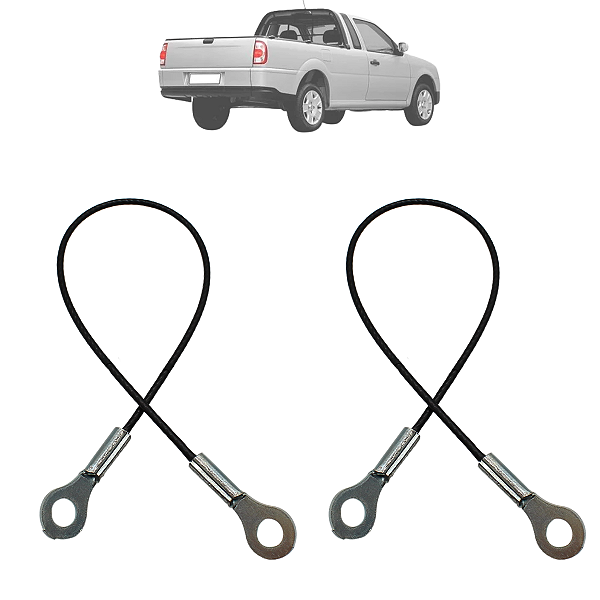 Par Cabo De Aço Tampa Caçamba Traseira Saveiro Bola 1998 Até 2009