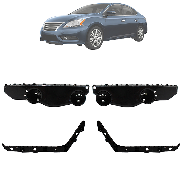 Kit 04 Guia Suporte Para Choque Sentra 2014 Até 2016 Dianteiro e Traseiro