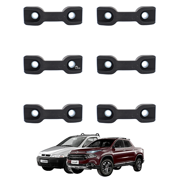 Kit 6 Ganchos Caçamba Amarrar Carga E Corda  Strada 1996 Até 2019 Toro 2017 2018 2019 2020