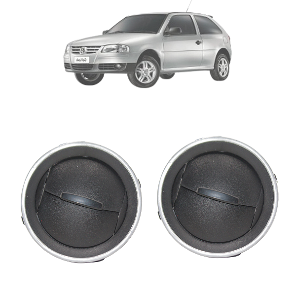 02 Difusor De Ar Gol Voyage Saveiro G4 2006 Até 2014 G5 2008 Até 2012 G6 2013 Até 2016 Com Aro Prata Botão Preto