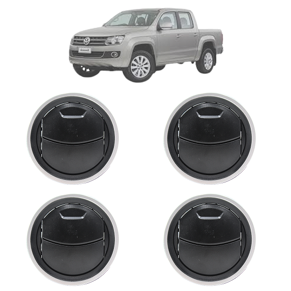 Kit 04 Difusor De Ar Amarok 2011 Até 2016 Preto Com Aro Prata