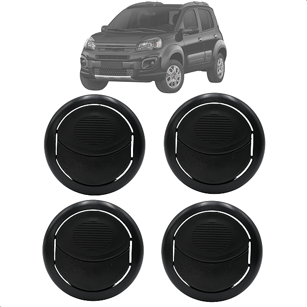 Kit 04 Difusor De Ar Uno 2017 Até 2019 Palio Doblo 2002 Até 2018 Preto