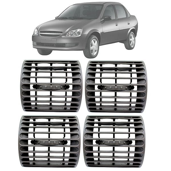 Kit 04 Difusor De Ar Painel Corsa Classic 1994 Até 2016 Lateral Central