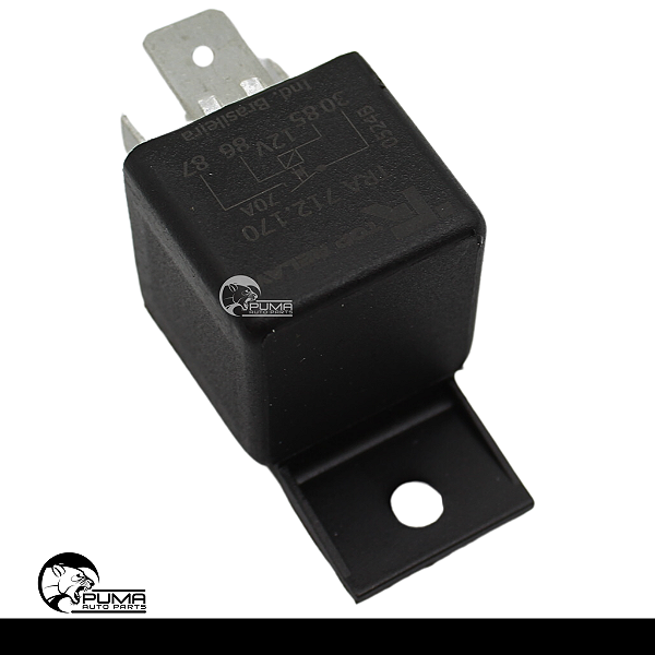 Rele Auxiliar 4 Terminais 12v 70 Amperes Com Suporte Preto